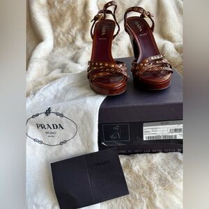 Prada Calzature Donna Brown Leather Heels